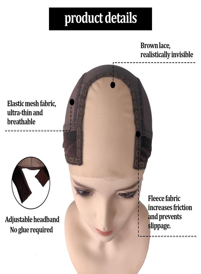 Bolsdoic Lace Wig Cap for Women,Non-Slip Wig Cap with Velvet Grip Band, 4x5 Transparent Lace Front Glueless Wig Gripper for Keeping Wigs，Adjustable Elastic Headband（Brown） - Image 4